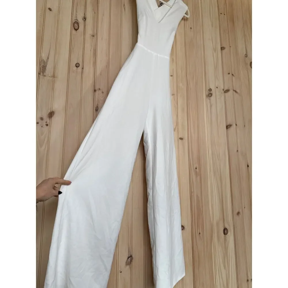 NWT Lulus Thinking Out Loud White Backless Jumpsuit Cocktail Classy Size XS